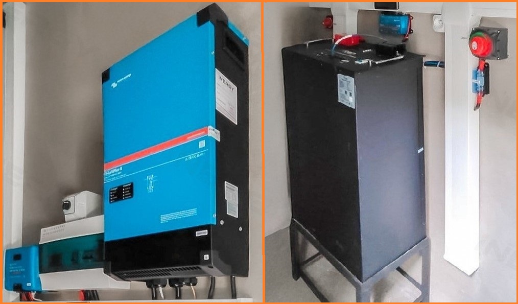 convertisseur et batterie by INERGY Solutions avaec marque VICTRON ENERGY et TITAN